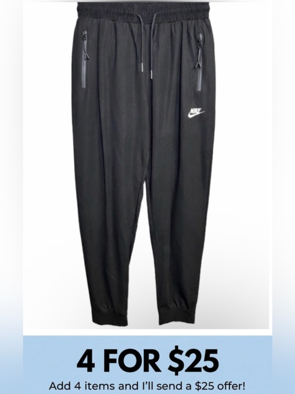 Nike Unisex Athletic Black Drawstring Waist Jogger Pants Size Medium